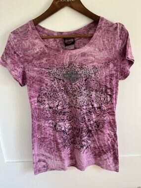 Harley Davidson Burn Out Purple T-Shirt Seminole Sanford Florida Biker Women’s L